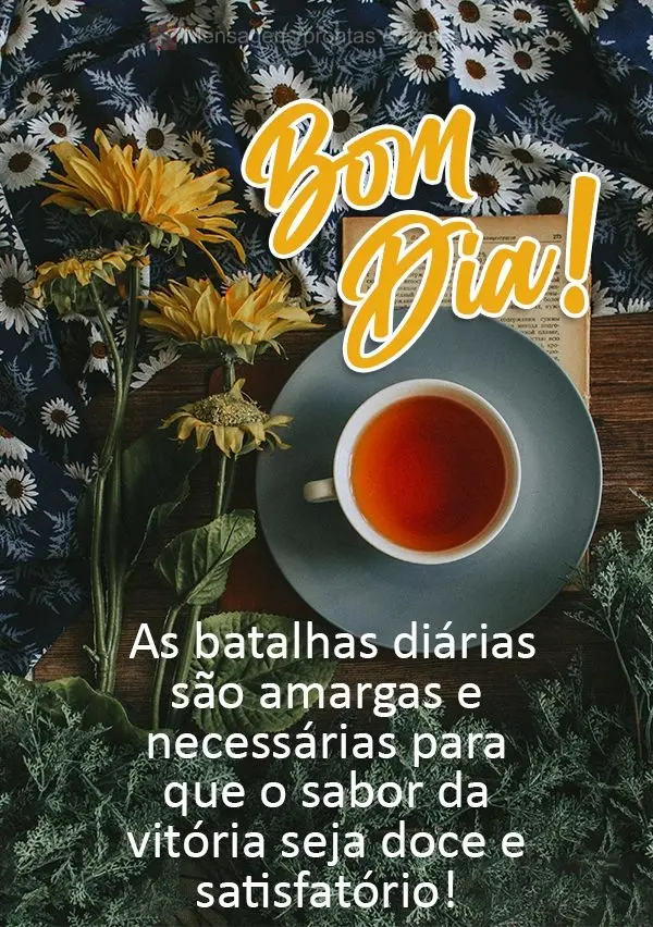 As batalhas diárias são amargas e necessárias para que o sabor da vitória seja doce e satisfatório! Bom dia! 