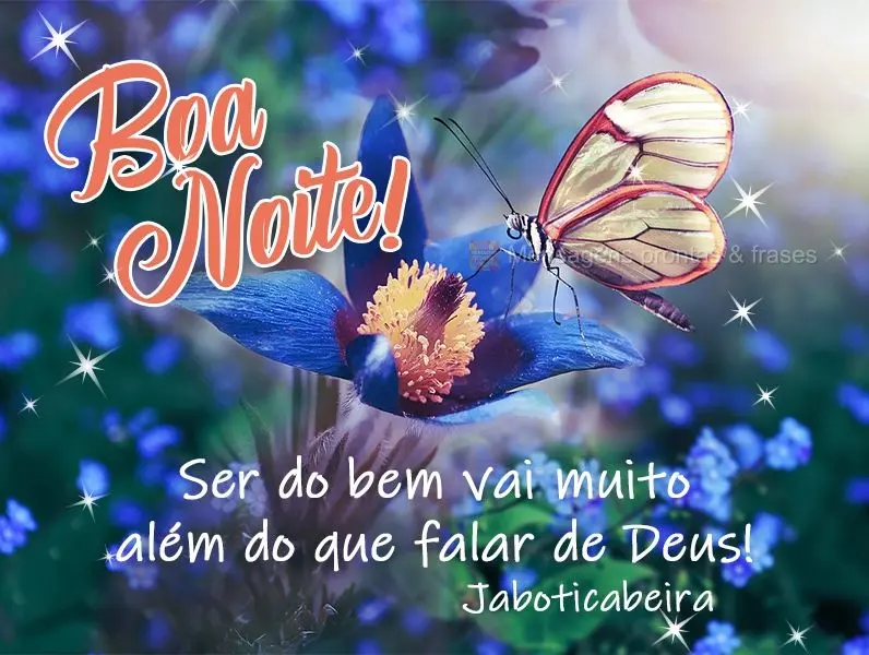 Ser do bem vai muito além do que falar de Deus! Boa noite!  Jaboticabeira