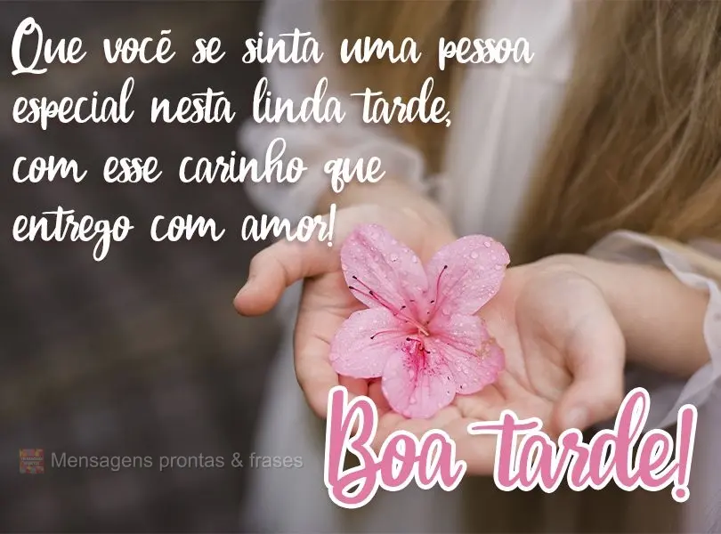 Que você se sinta uma pessoa especial nesta linda tarde, com esse carinho que entrego com amor!  Boa tarde!