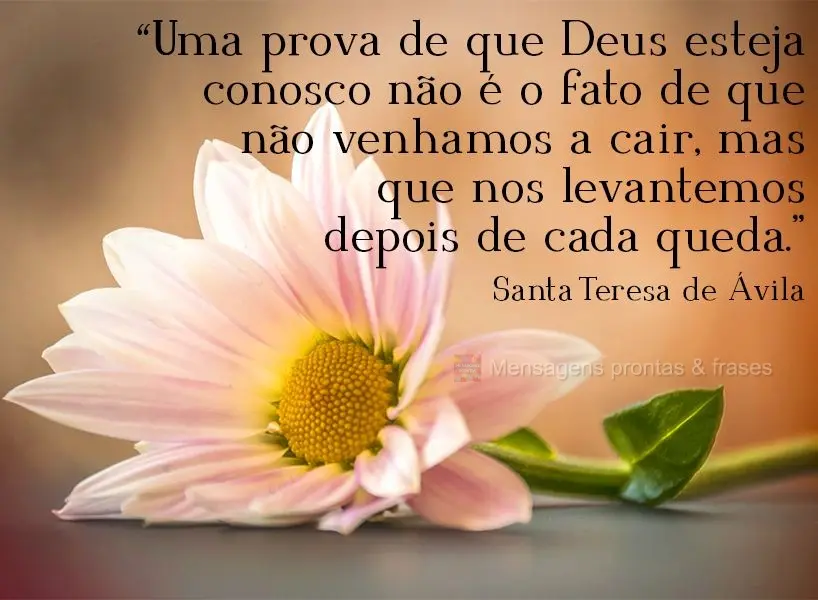 "Uma prova de que Deus esteja conosco não é o fato de que não venhamos a cair, mas que nos levantemos depois de cada queda." Santa Teresa de Ávila