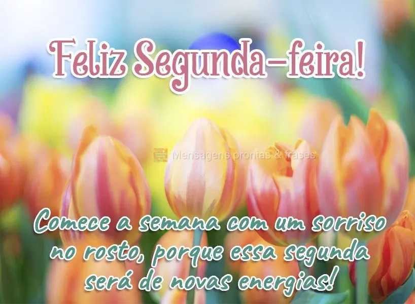 Comece a semana com um sorriso no rosto, porque essa segunda será de novas energias!  Feliz Segunda-feira!