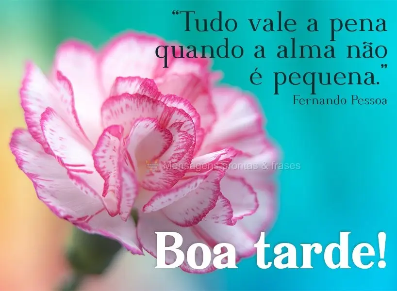 “Tudo vale a pena quando a alma não é pequena.” Boa tarde!  Fernando Pessoa