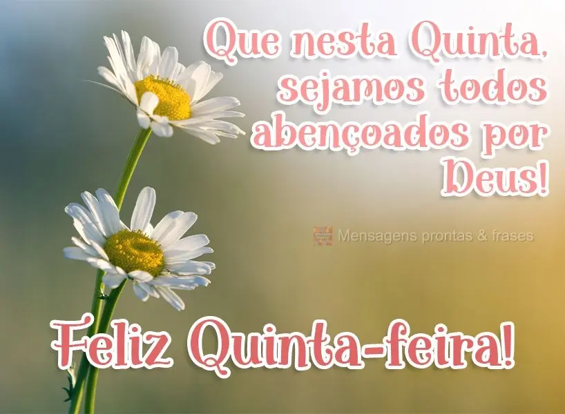 Que nesta Quinta, sejamos todos abençoados por Deus!  Feliz Quinta-feira!