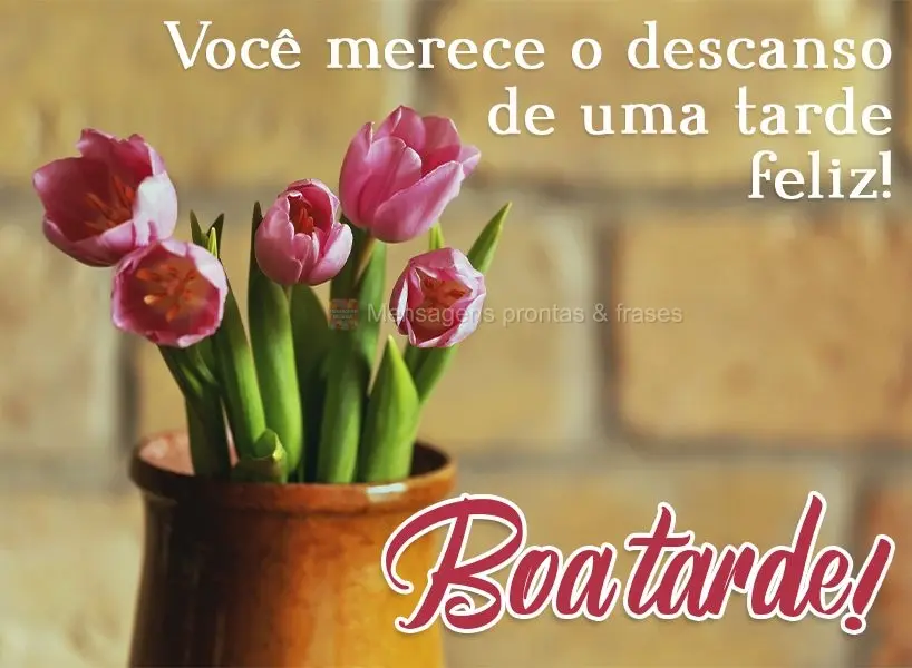 Você merece o descanso de uma tarde feliz! Boa tarde! 