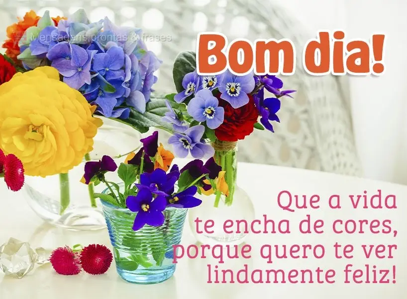 Que a vida te encha de cores, porque quero ver você lindamente feliz! Bom dia! 
