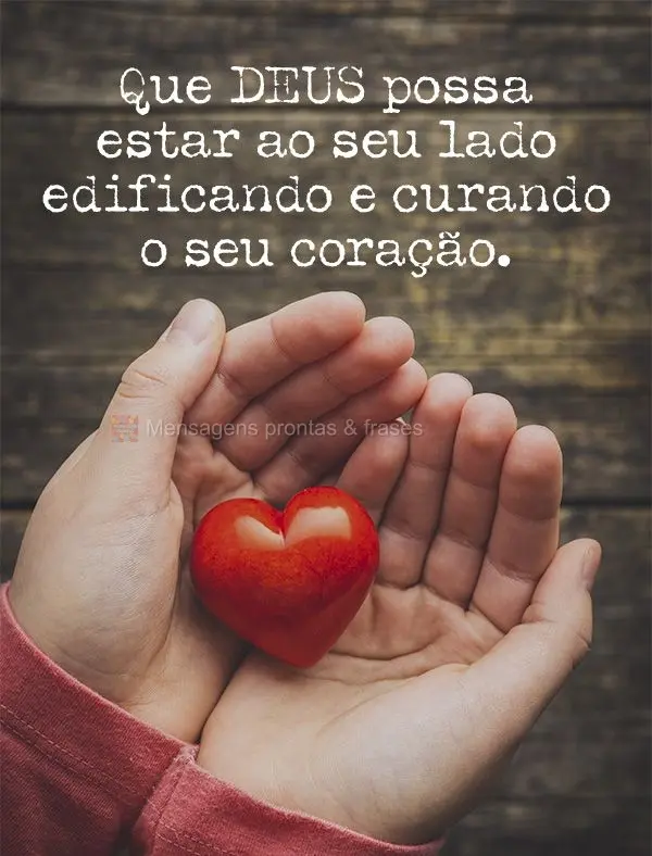 Que DEUS possa estar ao seu lado edificando e curando o seu coração.