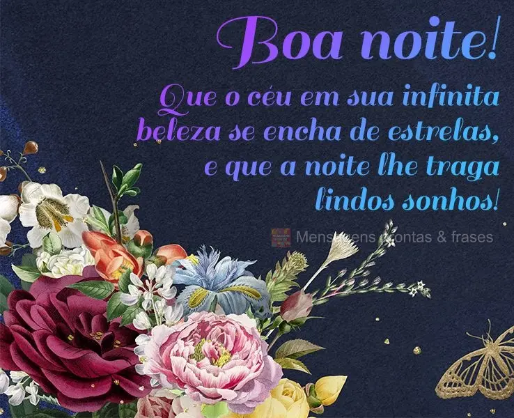 Que o céu em sua infinita beleza se encha de estrelas e que a noite lhe traga lindos sonhos! Boa noite!