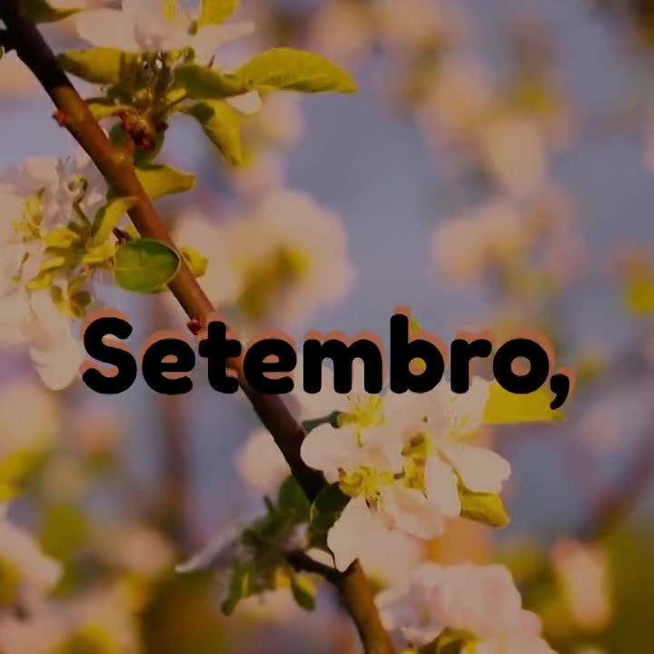 Setembro, 
Mês da primavera... que floresça dias lindos na sua vida. 
Que seja um mês de muitas alegrias, oportunidades e amor. 
Que venha cheio de...