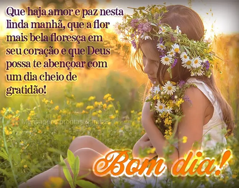 Que haja amor e paz nesta linda manhã, que a flor mais bela floresça em seu coração e que Deus possa te abençoar com um dia cheio de gratidão! Bom ...