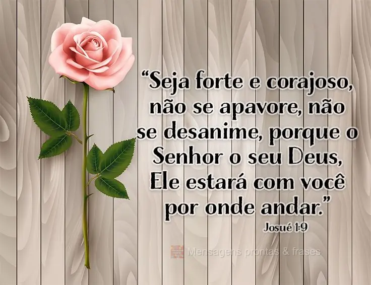 “Seja forte e corajoso, não se apavore, não se desanime, porque o Senhor o seu Deus, Ele estará com você por onde andar.” Josué 1:9