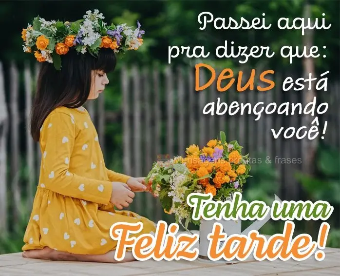 Passei aqui pra dizer que Deus está abençoando você! Tenha uma Feliz tarde!