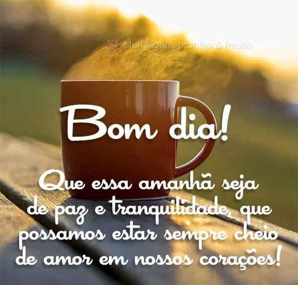 Que essa manhã seja de paz e tranquilidade, que possamos estar sempre cheios de amor em nossos corações! Bom dia!