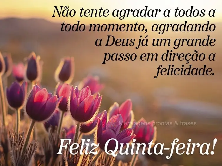 Não tente agradar a todos a todo momento. Agradar a Deus já é um grande passo em direção a felicidade. Feliz Quinta-feira!