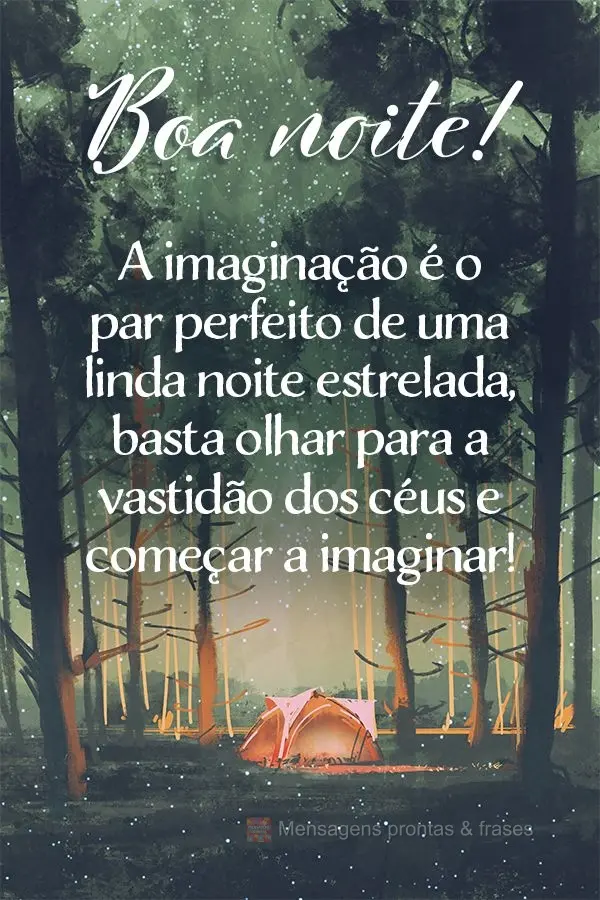A imaginação é o par perfeito de uma linda noite estrelada, basta olhar para a vastidão dos céus e começar a imaginar! Boa noite! 