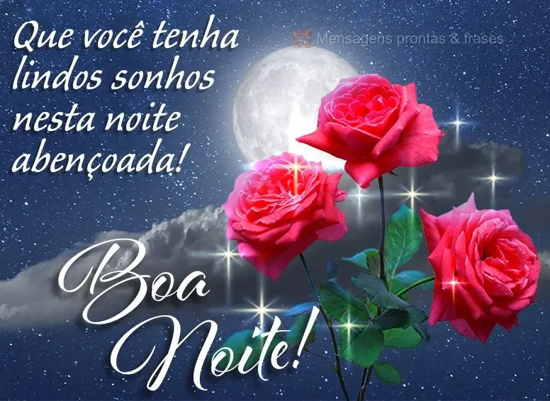 Que você tenha lindos sonhos nesta noite abençoada! Boa noite!