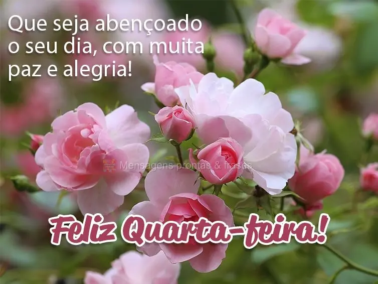 Que seja abençoado o seu dia, com muita paz e alegria! Feliz Quarta-feira! 