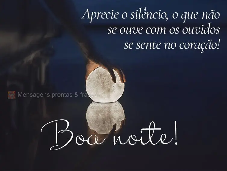 Aprecie o silêncio, o que não se ouve com os ouvidos se sente no coração! Boa noite! 