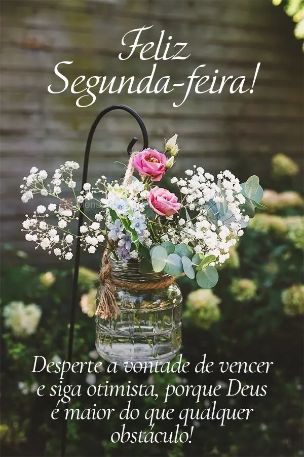 Desperte a vontade de vencer e siga otimista, porque Deus é maior do que qualquer obstáculo! Feliz Segunda-feira! 