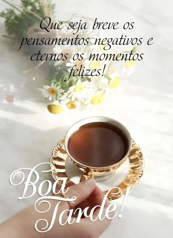 Que seja breve os pensamentos negativos e eternos os momentos felizes! Boa tarde! 