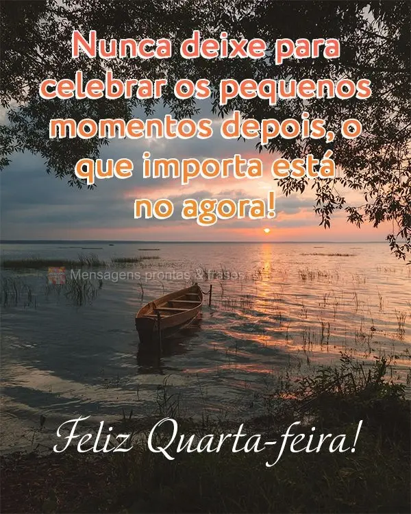 Nunca deixe para celebrar os pequenos momentos depois, o que importa está no agora! Feliz Quarta-feira!