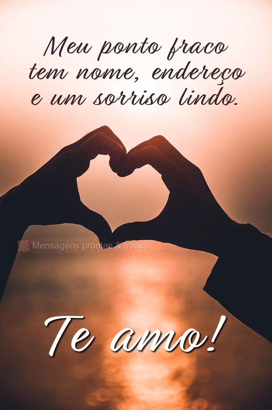 Meu ponto fraco tem nome, endereço e um sorriso lindo.
 Te Amo!