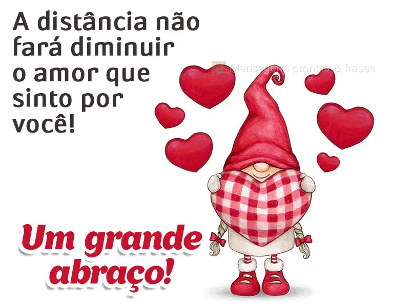 A distância não fará diminuir o amor que sinto por você! Um grande abraço!