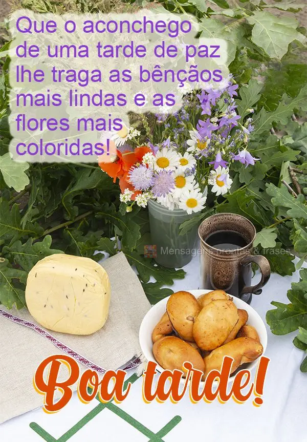 Que o aconchego de uma tarde de paz lhe traga as bênçãos mais lindas e as flores mais coloridas! Boa tarde!