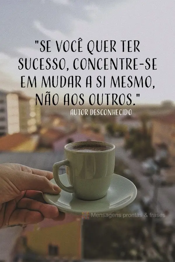 "Se você quer ter sucesso, concentre-se em mudar a si mesmo, não aos outros." Autor desconhecido