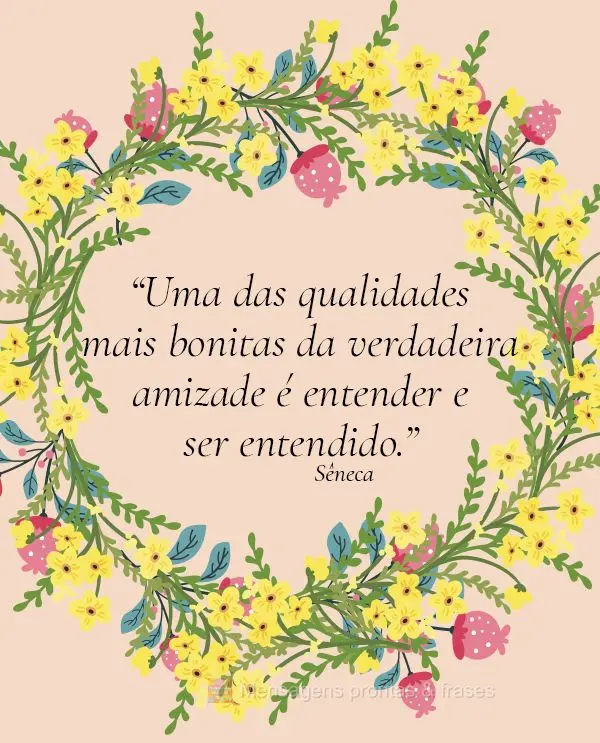 “Uma das qualidades mais bonitas da verdadeira amizade é entender e ser entendido.” Sêneca