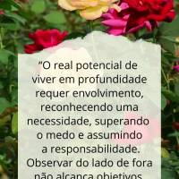 “O real potencial de viver em profundidade requer envolvimento, reconhecendo uma necessidade, superando o medo e assumindo a responsabilidade. Observar...