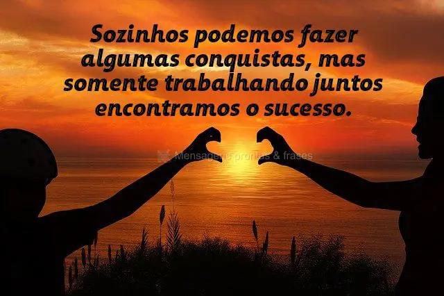 Sozinhos podemos fazer algumas conquistas, mas somente trabalhando juntos encontramos o sucesso.
