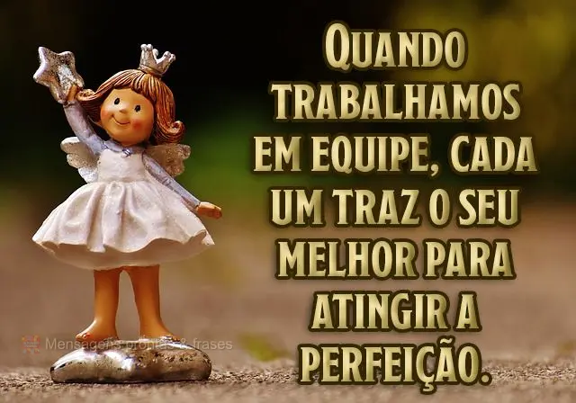 Quando trabalhamos em equipe, cada um traz o seu melhor para atingir a perfeição.
