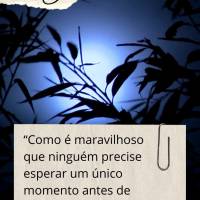 “Como é maravilhoso que ninguém precise esperar um único momento antes de começar a melhorar o mundo.” Boa noite!  Anne Frank