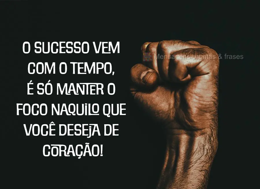O sucesso vem com o tempo, é só manter o foco naquilo que você deseja de coração!