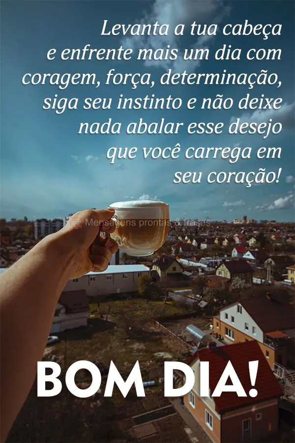 Levanta a tua cabeça e enfrente mais um dia com coragem, força e determinação. Siga seu instinto e não deixe nada abalar esse desejo que você carre...