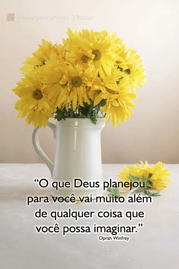 “O que Deus planejou para você vai muito além de qualquer coisa que você possa imaginar.” Oprah Winfrey