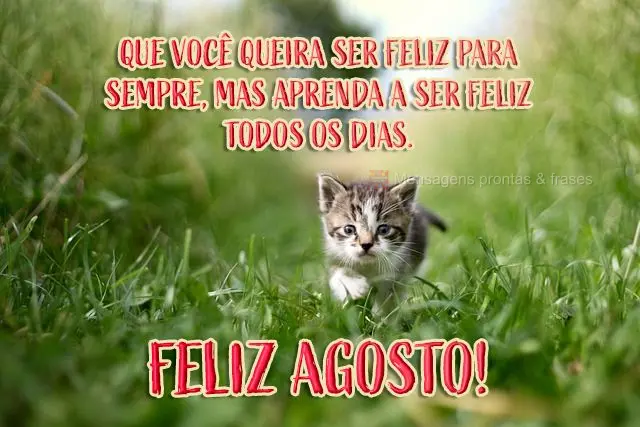Que você queira ser feliz para sempre, mas aprenda a ser feliz todos os dias.  Feliz Agosto!