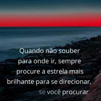 Quando não souber para onde ir, sempre procure a estrela mais brilhante para se direcionar, porque se você procurar pela luz, Deus lhe iluminará o cam...