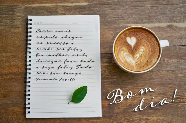 Corra mais rápido, chegue ao sucesso e tente ser feliz. Ou melhor, ande devagar, faça tudo e seja feliz. Tudo tem seu tempo. 
 Bom dia! Fernando Lapol...