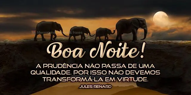 A prudência não passa de uma qualidade. Por isso não devemos transformá-la em virtude.  Boa noite! Jules Renard