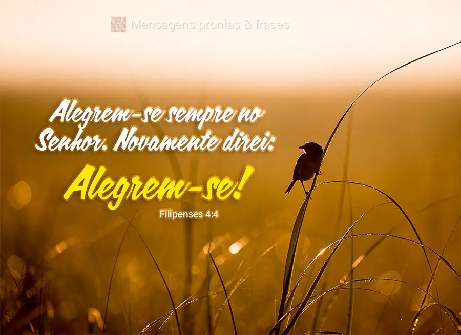"Alegrem-se sempre no Senhor. Novamente direi: Alegrem-se!" Filipenses 4,4