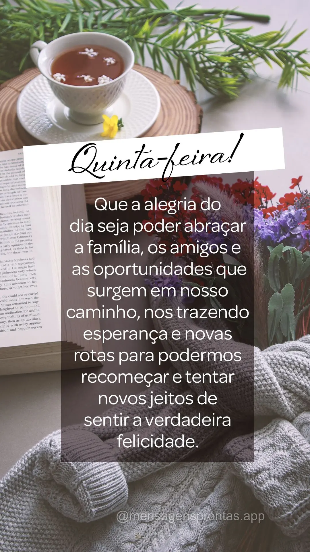 Que a alegria do dia seja poder abraçar a família, os amigos e as oportunidades que surgem em nosso caminho, trazendo esperança e novas rotas para pod...