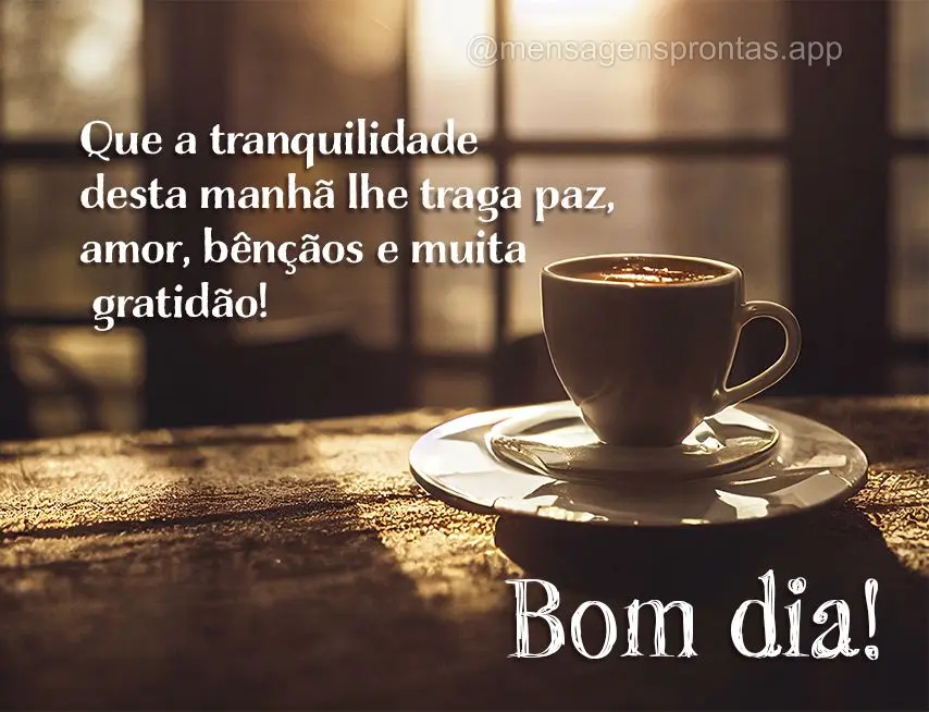 Que a tranquilidade desta manhã lhe traga paz, amor, bênçãos e muita gratidão!  Bom dia!