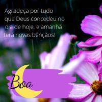 Agradeça por tudo que Deus concedeu no dia de hoje, e amanhã terá novas bênçãos! Boa noite!