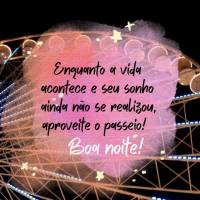 Enquanto a vida acontece e seu sonho ainda não se realizou, aproveite o passeio!  Boa noite!