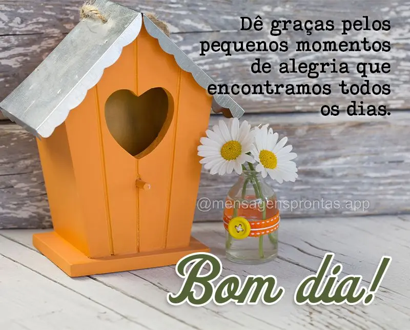Dê graças pelos pequenos momentos de alegria que encontramos todos os dias.
 Bom dia!