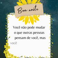 Você não pode mudar o que outras pessoas pensam de você, mas você pode mudar o que pensa de si mesmo. Boa noite!