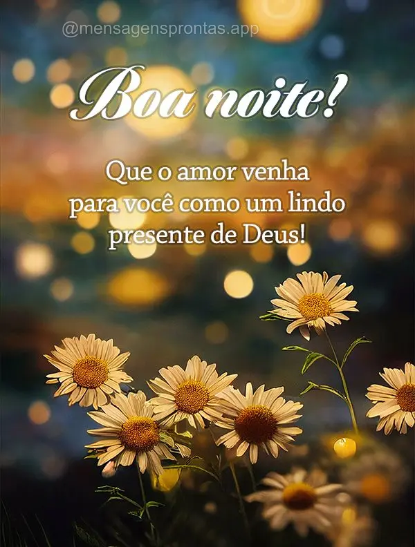Que o amor venha para você como um lindo presente de Deus! Boa noite! 