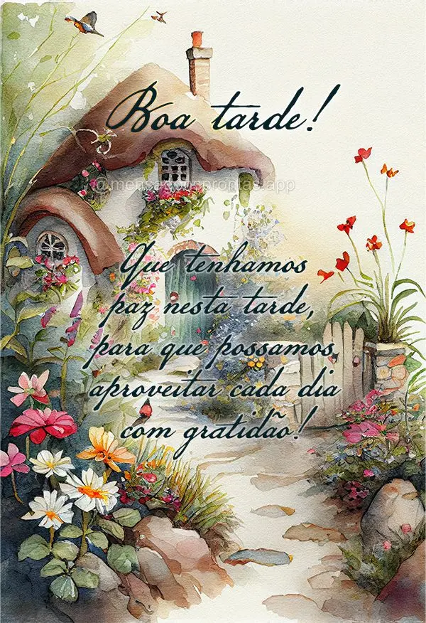 Que tenhamos paz nesta tarde, para que possamos aproveitar cada dia com gratidão! Boa tarde!