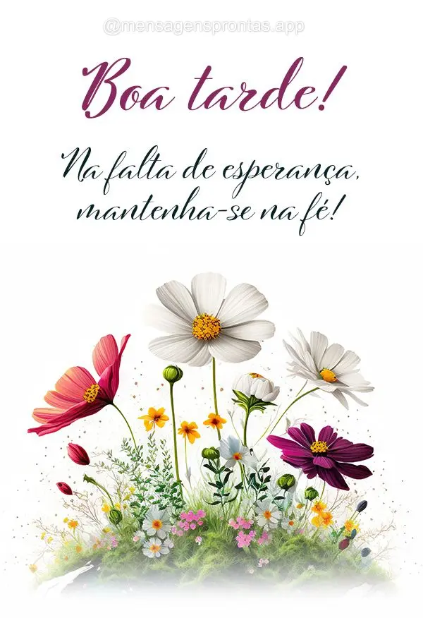 Na falta de esperança, mantenha-se na fé! Boa tarde!
